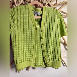St. John Lime Green Cardigan Sweater sz P small sweater
